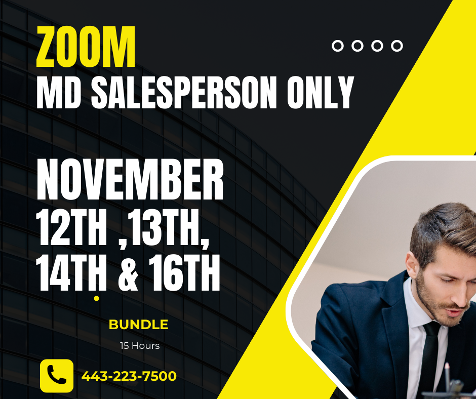 MD Salesperson Only Convenience Bundle 4 (FOUR DAYS)-ZOOM CE November 2024