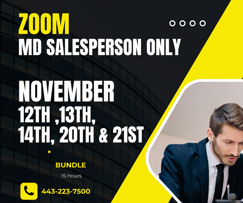 MD Salesperson Only Convenience Bundle 5 (FIVE DAYS)-ZOOM CE November 2024